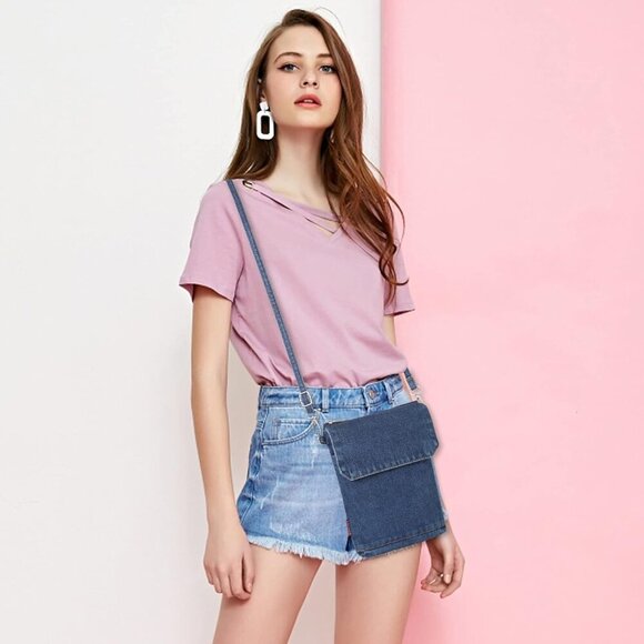 Small Denim Purse Blue Jean Purse Shoulder Bag Denim Crossbody Bags for Women - Picture 2 of 6